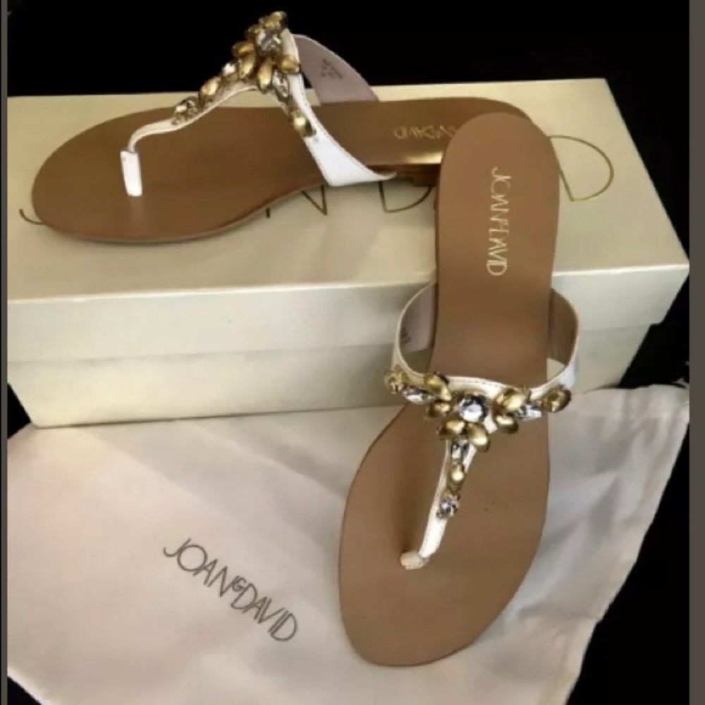 NEW JOAN & DAVID JEWELED SANDALS LEATHER FLIP FLOP